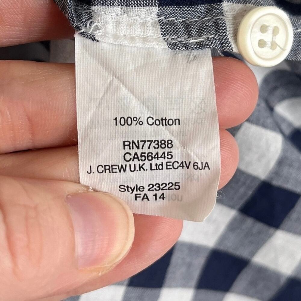J. Crew Women's The Perfect Shirt XS Gingham Check Navy Blue Button Up Cotton - Picture 8 of 9